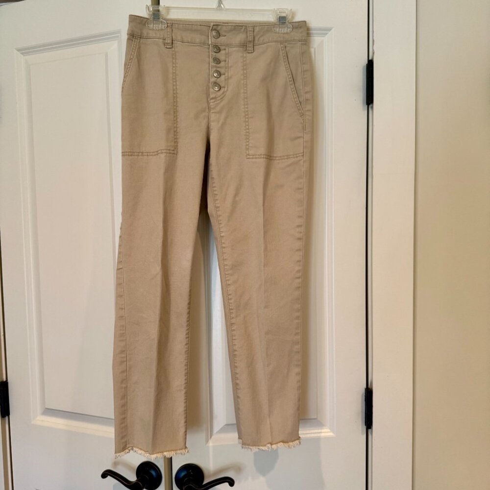 Khaki Botton-Fly Pants, Loft, Size 2